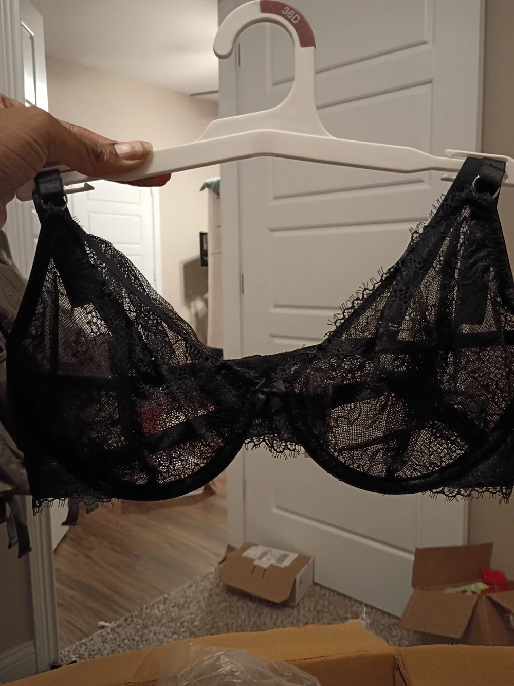 Lace Plunge Bralette - Black